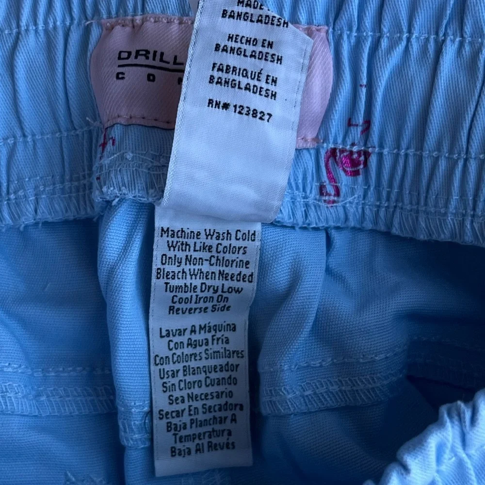🆕 Drill Clothing Company Cotton Shorts Blue Men’s Metallic Pink Flamingos Size M
